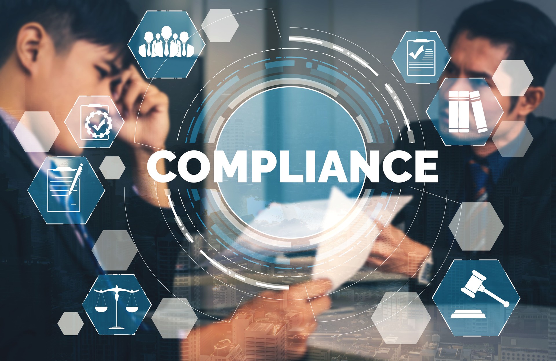 Compliance rule law and regulation graphic interface for business quality policy